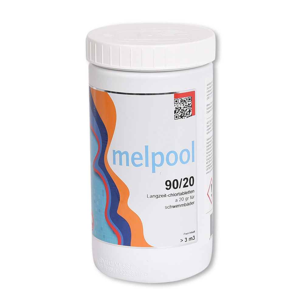 Melpool 90/20 g langzaam oplosbare chloortabletten voor zwembaden tot 30 m³