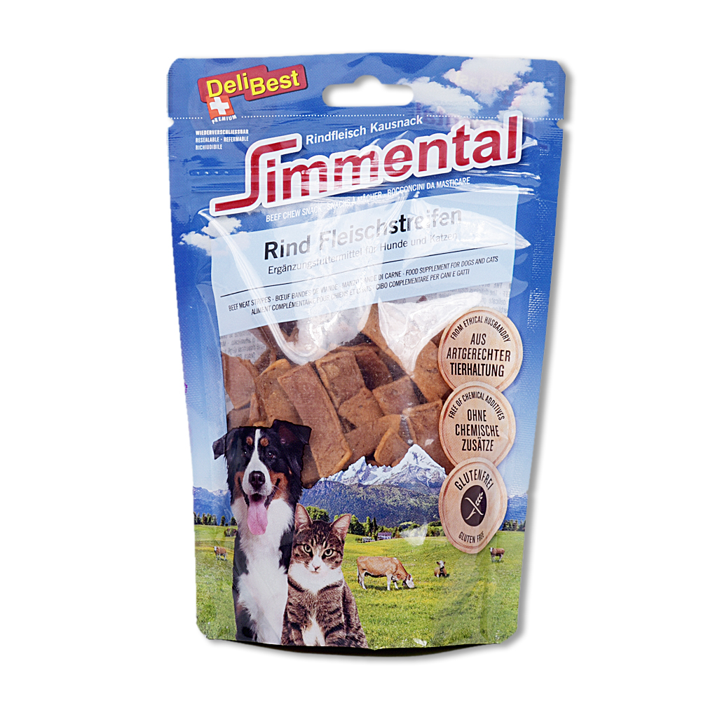 Simmental rundvleesreepjes 90 g voor honden en katten